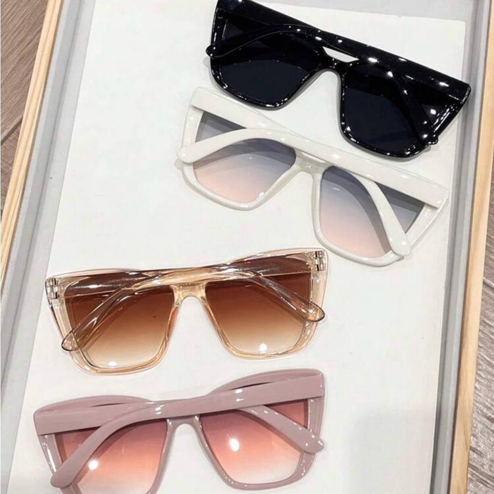 Stylish Women's Sunglasses Set - Black, White, Brown, Pink - Picture 2 of 4